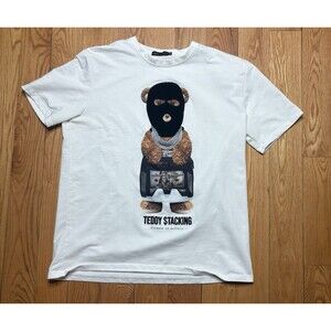 Streetz Iz Watchin Fashion Crew Neck T-Shirt Teddy Stacking White Men’s 2XL